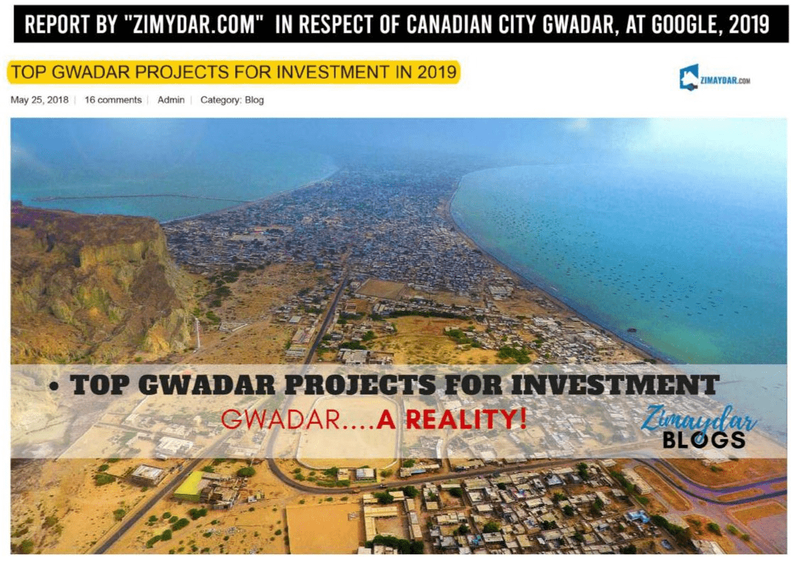 Achievements of gwadar city, Canadian city Gwadar